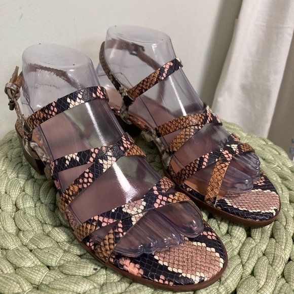 Madewell Lori Stappy Multi Color Snakeskin Leather Low Heel Sandal NWT - Picture 6 of 14
